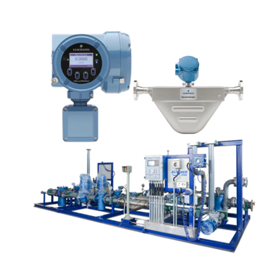 Sliding valve per gas naturale dotate di un flussometro Micro Motion F100A Coriolis e di un trasmettitore 5700 installato sul campo.