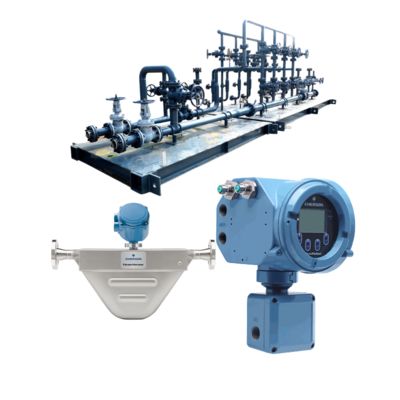 Sliding valve per gas naturale dotate di un flussometro Micro Motion F100A Coriolis e di un trasmettitore 5700 installato sul campo.