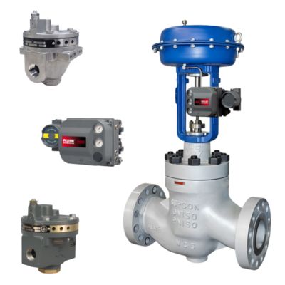 Valvole di controllo pneumatiche e posizionatori di valvole Fisher e altri accessori di valvole