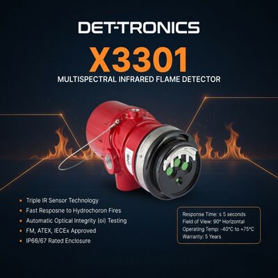 Rilevatore di fiamme multispettrale IR DET-TRONICS X3301 Rilevatore di fiamme industriale intelligente Rilevatore di fiamme IR