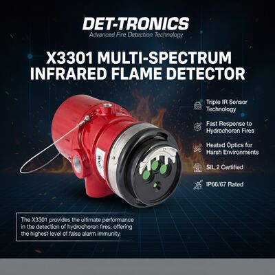 Rilevatore di fiamme per impianto GNL Rilevatore di fiamme IR multispettrale DET-TRONICS X3301 Prezzo sensore di rilevamento incendi