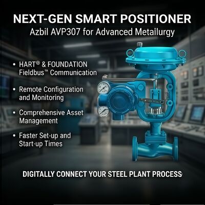 Azbil AVP307 Digital HART Pneumatic Valve Positioner con ingresso di corrente continua da 4 a 20 mA e accuratezza F.S. ±1,0%