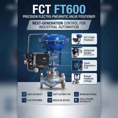 FCT FT600 Electro Pneumatic HART Valve Controller Control Valve Single Acting Valve Positioner with Fi-sher Filter Regulator