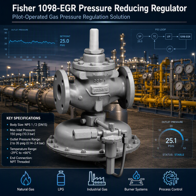 Regolatore di pressione per gas naturale Fi-sher 1098-EGR a comando pilota, valvola di controllo della pressione per regolatore di gas industriale