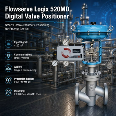 Flowserve Logix 520md 520MD+47-W1D201-GM3-0000 Posizionatore Digitale HART 4-20mA per Valvola con Attuatore Pneumatico