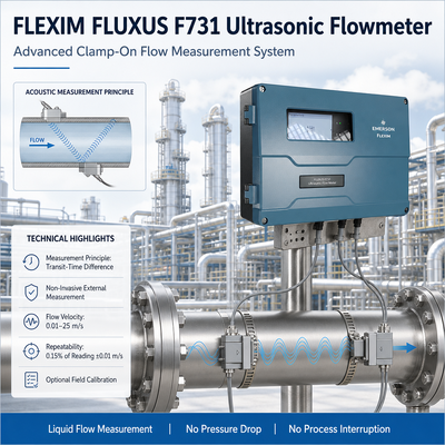 FLEXIM FLUXUS F731 Clamp-On Ultrasonic Flow Meter con misurazione del flusso non intrusiva e capacità bidirezionale per ampie dimensioni di tubo