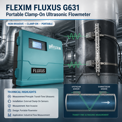 Flexim FLUXUS G631 BA ST EE Portatile a pinza a ultrasuoni Misuratore di flusso Gas liquidi Misuratore di flusso vapore