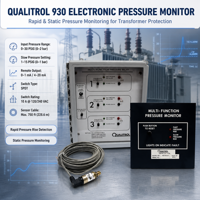 Qualitrol 930 Electronic Pressure Monitor Transformer Pressure Monitor Rapid Pressure Rise Static Pressure Monitor