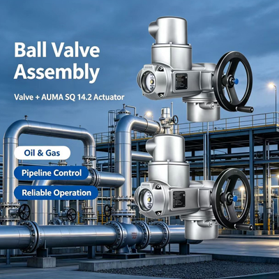 Attuatore AUMA SQ 14.2 di alta qualità per rotazione di 90 gradi 800-2400Nm Attuatore valvola 3 fasi AC Apri-Chiudi IP68