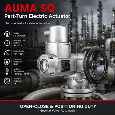 AUMA SQ Electric Rotary Actuator Part Turn Valve Actuator Ball Valve Automation Industrial Electric Actuator