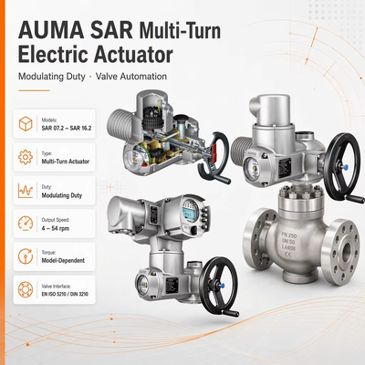 Attuatore elettrico AUMA SAR per automazione valvole, attuatore valvola motorizzato multi-giro, controllo valvola elettrico industriale