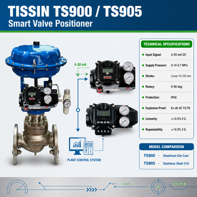 Tissin TS900 TS905 Posizionatore di valvola intelligente Controller di valvola digitale con segnale di ingresso di corrente continua da 4 a 20 mA