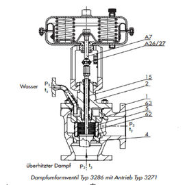 Valvola di regolazione pneumatica del vapore di rendimento elevato DN 50 - dimensione della valvola di DN 300