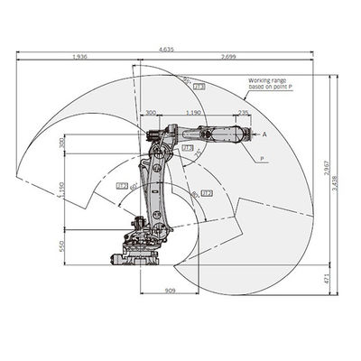 Carico utile 210kg del montaggio del pavimento che salda il braccio del robot di 6 assi