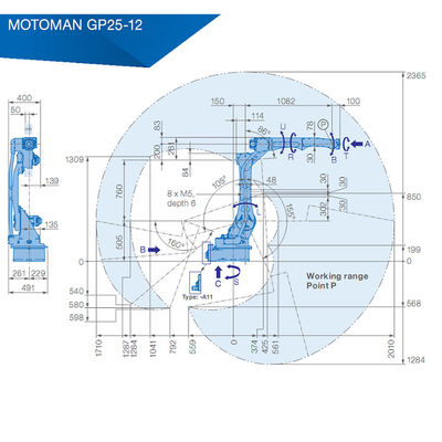 Carico utile 2010mm di Yaskawa GP25-12 12kg braccio del robot di 6 assi