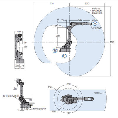 Il braccio del robot di asse AR2010 6 per il carico utile di saldatura 12kg raggiunge il robot veloce ed accurato di 2010mm della saldatura ad arco