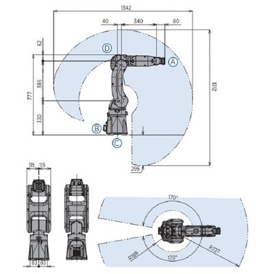 Il braccio del robot di asse GP7 6 per il carico utile passante materiale 7kg raggiunge il robot passante materiale veloce ed accurato di 927mm