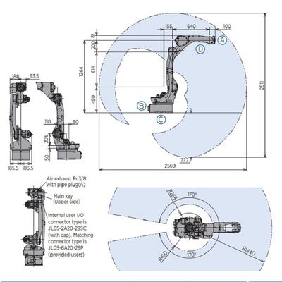 6 portata 1440mm del carico utile 12kg del braccio GP12 del robot di asse per materiale passando Matecurate veloce ed accurato robot passante materiale