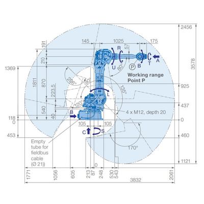 6 portata 2061mm del carico utile 50kg del braccio GP50 del robot di asse per passare materiale
