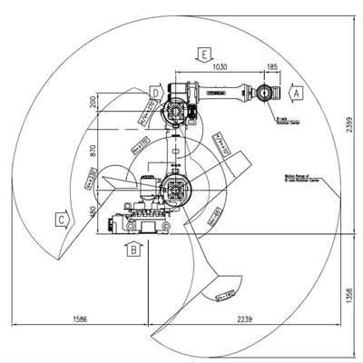 Portata 2239mm HH050 del carico utile 50kg di asse della fresatrice del braccio del robot 6 con Hi5a-S60 il regolatore Milling Robot
