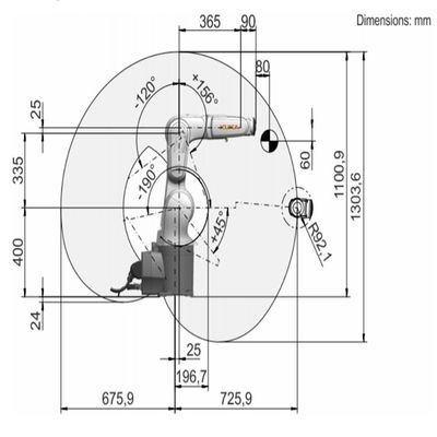Il carico utile R700-2 6.8kg del Kr 6 raggiunge 726mm un robot di trasporto con palette di 6 assi