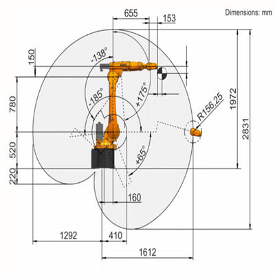 Braccio del robot per saldatura di portata 1612mm del carico utile 20Kg di KR16 R1610-2