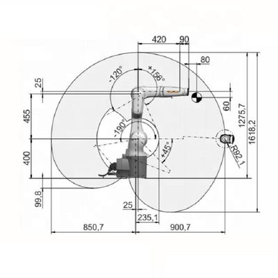 Il carico utile R900-2 6.7kg del Kr 6 raggiunge 901mm una saldatura robot di 6 assi