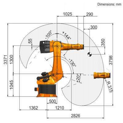 Il carico utile R2830 729kg del Kr 600 raggiunge 2826mm un robot di trasporto con palette di 6 assi