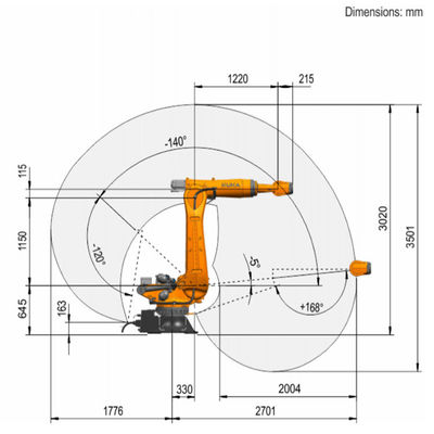 Il carico utile 275kg di asse del Kr 210 R2700-2 la F 6 raggiunge il pavimento di 2701mm che monta trattando il robot