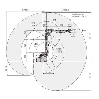 Il carico utile 6kg di asse di BA006L 6 raggiunge il robot facile della saldatura ad arco della gestione di 2036mm