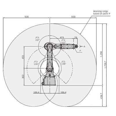 Il carico utile 7kg di RS007L raggiunge 930mm 6 braccio del robot industriale di asse di progettazione compatta 6 di asse