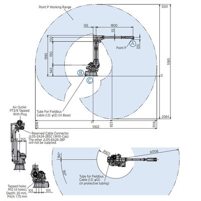 Braccio MH50II-20 del robot di 6 assi con il carico utile 20KG per le macchine della saldatura ad arco e di rivestimento