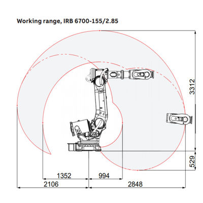 IRB6700 efficiente e flessibile con il braccio del robot del carico utile 155KG per la macchina del posto e della scelta