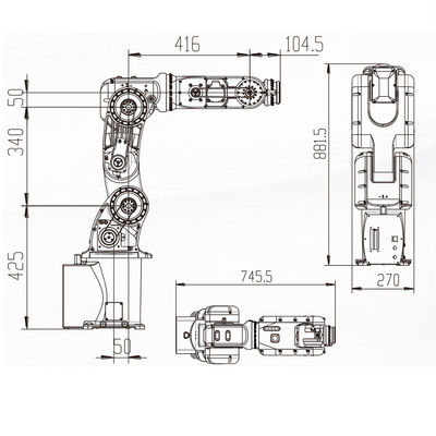 Robot industriale di portata del carico utile 759MM di Mini With 7KG del braccio del robot di alta precisione come robot del posto e della scelta
