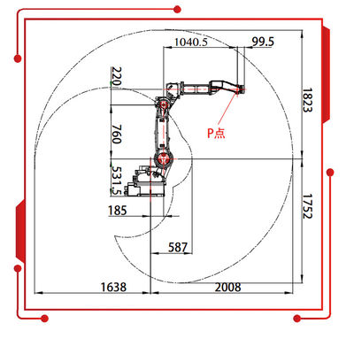 SF6-C2080 con 10KG il braccio robot di portata del carico utile 2080MM come il robot industriale e robot per saldatura