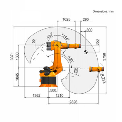 6 robot industriale robot industriale del Kr 500 R2830 Kuka del braccio di asse con un carico utile stimato di un robot industriale da 500 chilogrammi