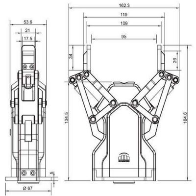 Associazione della pinza di presa AG-95 del robot con l'asse robot del braccio 6 di UR come robot di collaborazione