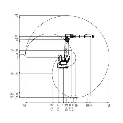 Asse robot del manipolatore 6 del braccio di robotica TKB2690-20KG-1921mm che tratta robot