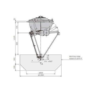 Carico utile robot 3kg dell'Assemblea YF003N del braccio per il robot di delta di asse del robot per montaggio 4