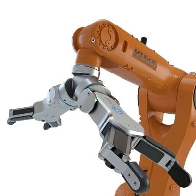 Braccio robot di collaborazione con il dito flessibile RG6 della pinza di presa 2 come pinza di presa del robot