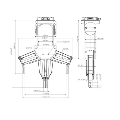 Grande pinza di presa del dito del colpo 2 utilizzata con il robot di collaborazione di UR 5E per le parti dell'attrezzatura di maneggio del materiale