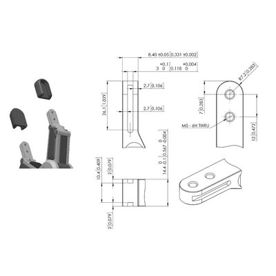 Grande pinza di presa del dito del colpo 2 utilizzata con il robot di collaborazione di UR 5E per le parti dell'attrezzatura di maneggio del materiale