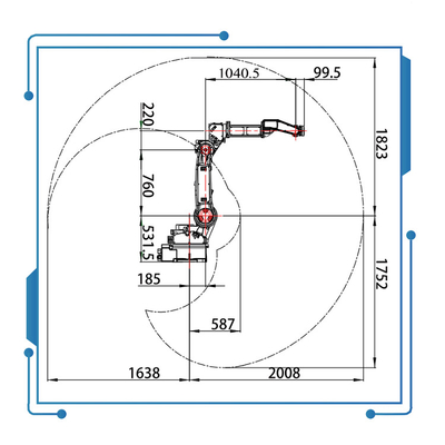 6 robot cinese GBS6-C2080 della saldatura ad arco di asse GBS con la saldatrice di Ehave CM350AR