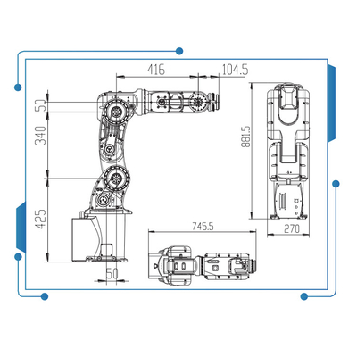 6 Assemblea di Mini Industrial Robot Arm GBS8-K950 di asse con la pinza di presa